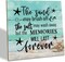 Beach Wood Sign – “The Sand May Brush Off, the Salt May Wash Away, but the Memories Will Last Forever” – Wooden Plaque Table Art Sign, Coastal Home Décor, Ocean-Themed Family Gift, Inspirational Wall or Table Display